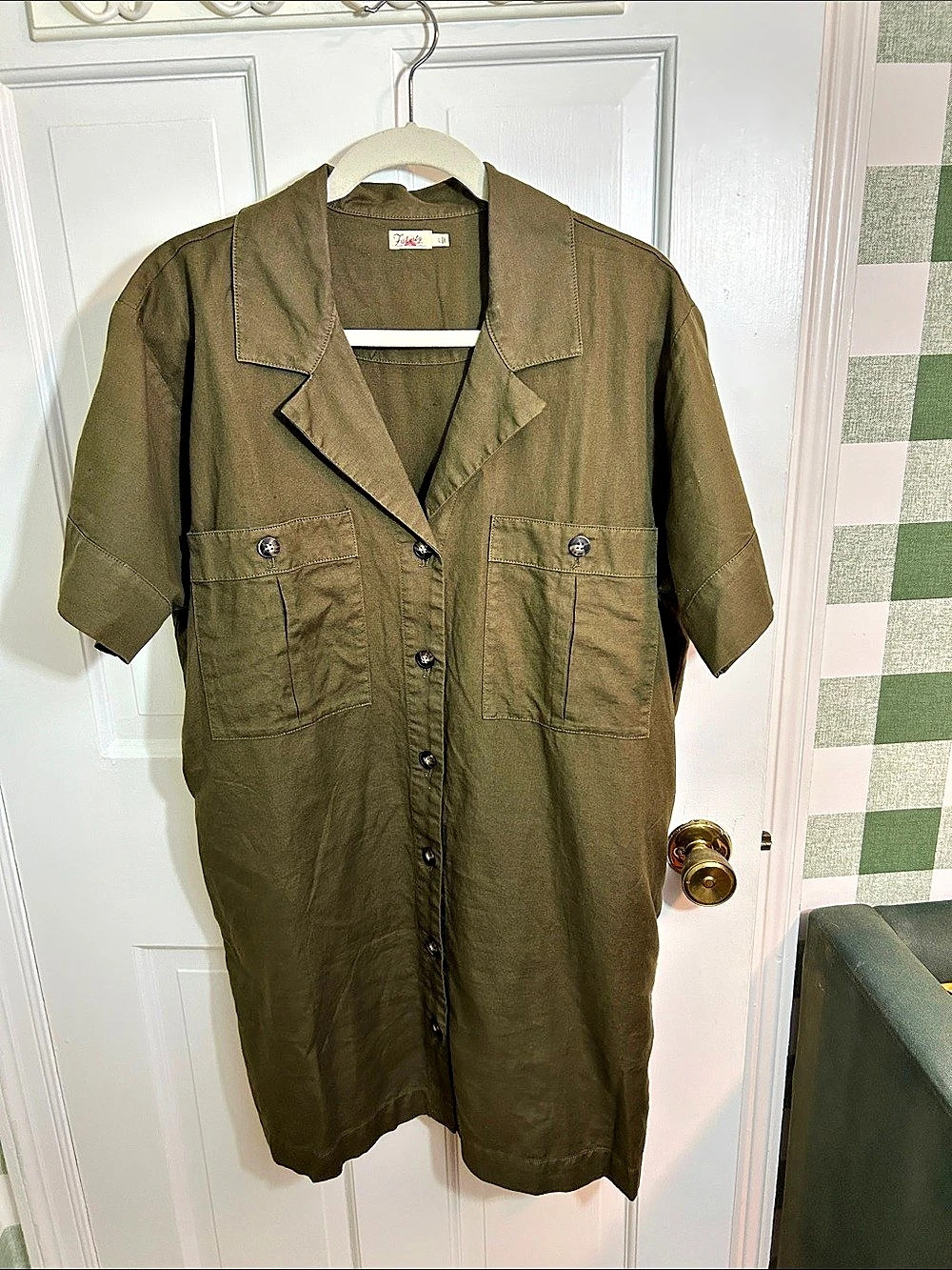 Faherty Palos Verdes Shirtdress Olive Green Size L